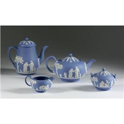 FOUR PIECES BLUE JASPERWARE WEDGWOOD