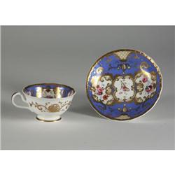 SEVRES STYLE PORCELAIN CUP AND SAUCER