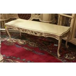 LOUIS XV STYLE PAINTED AND CARVED BENCH