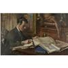 Image 1 : OIL 1922 GENTLEMAN READING MANUSCRIPTS