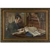 Image 2 : OIL 1922 GENTLEMAN READING MANUSCRIPTS