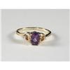 Image 1 : PURPLE AMETHYST, DIAMOND AND 14K GOLD LADY'S RING