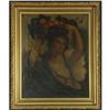 Image 2 : OIL ANTIQUE ''WOMAN CARRYING A BASKET OF FRUIT''