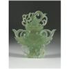 Image 2 : CARVED CELADON GREEN GLASS JADE STYLE VASE
