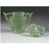 Image 3 : CARVED CELADON GREEN GLASS JADE STYLE VASE