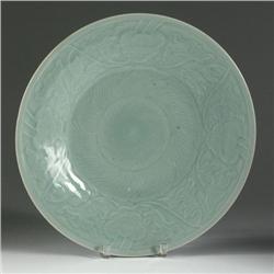 LARGE KOREAN CELADON CERAMIC PLATE