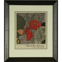 JAPANESE WOODBLOCK CHILD & POPPIES