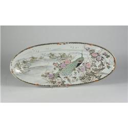 JAPANESE PORCELAIN PEACOCK MOTIF FISH PLATTER