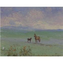 ACRYLIC PAINTING ACE POWELL HORSE PRAIRIE