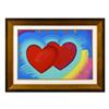 Image 1 : Peter Max, "Two Hearts As One" Framed One-Of-A-Kind Acrylic Mixed Media (46.5" x