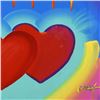 Image 2 : Peter Max, "Two Hearts As One" Framed One-Of-A-Kind Acrylic Mixed Media (46.5" x