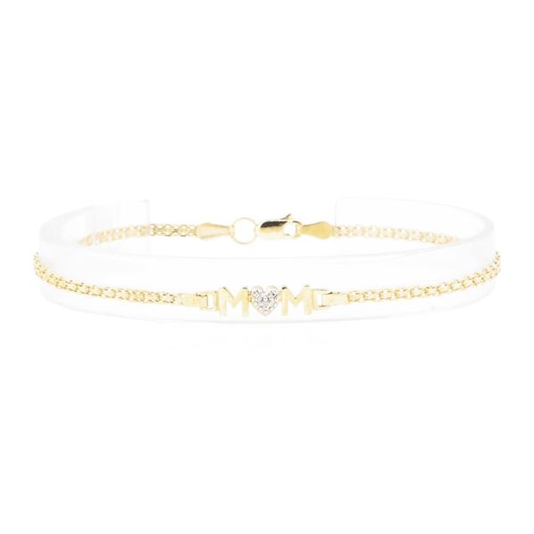 0.01 ctw Diamond "Mom" Motif Bracelet - 10KT Yellow Gold