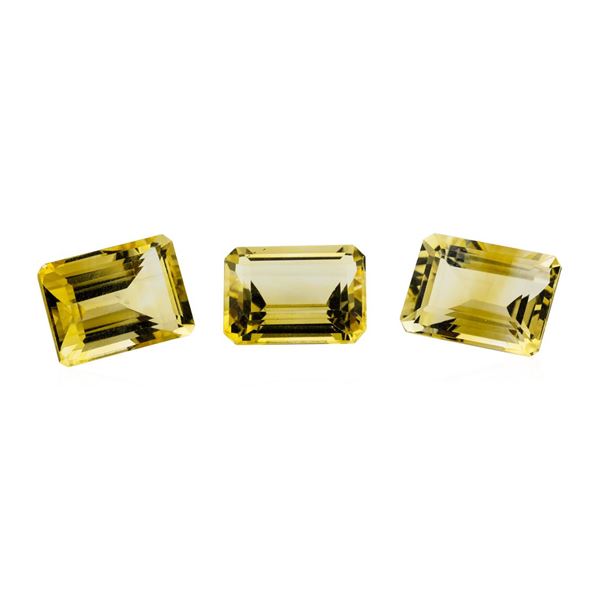 21.24 ctw.Natural Emerald Cut Citrine Quartz Parcel of Three
