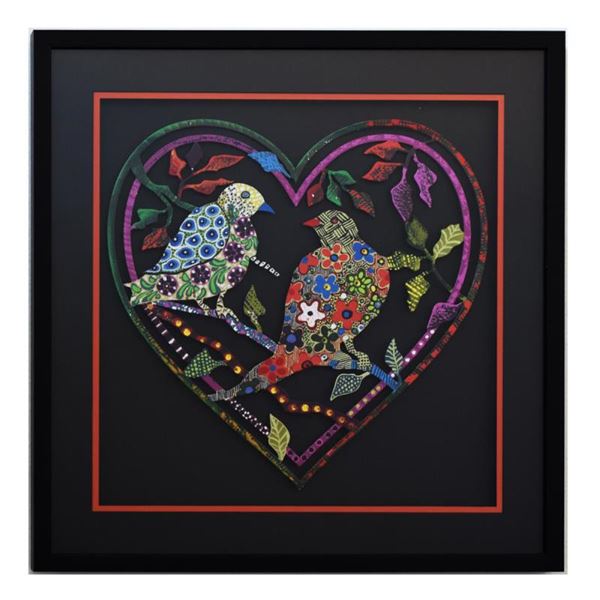 Patricia Govezensky, "Love Birds XIV" Framed Original Painting on Laser Cut Stee