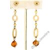 Image 5 : 14kt Yellow Gold Polished and Textured Link Briolette Bead Citrine Dangle Earrin