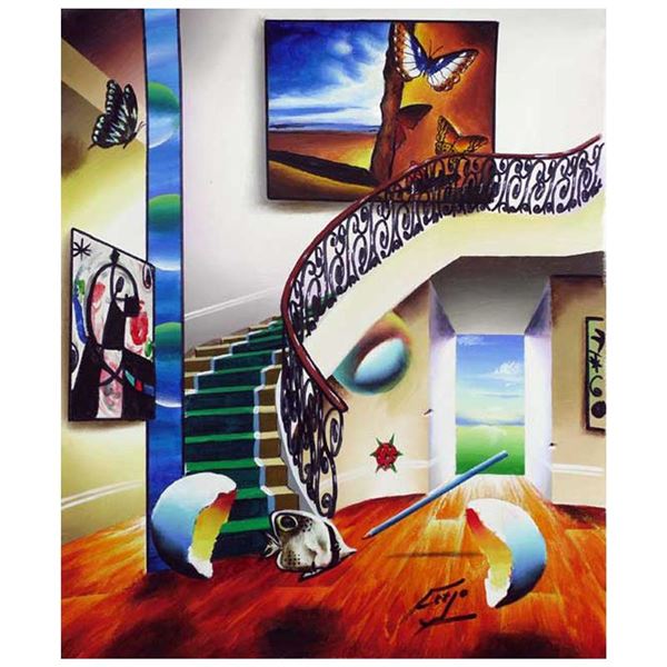 Ferjo, "Journey's Flight" Original Painting on Canvas, Hand Signed with Letter o