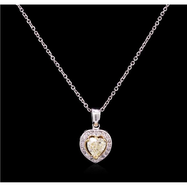 1.15 ctw Yellow Diamond Pendant With Chain - 14KT White Gold