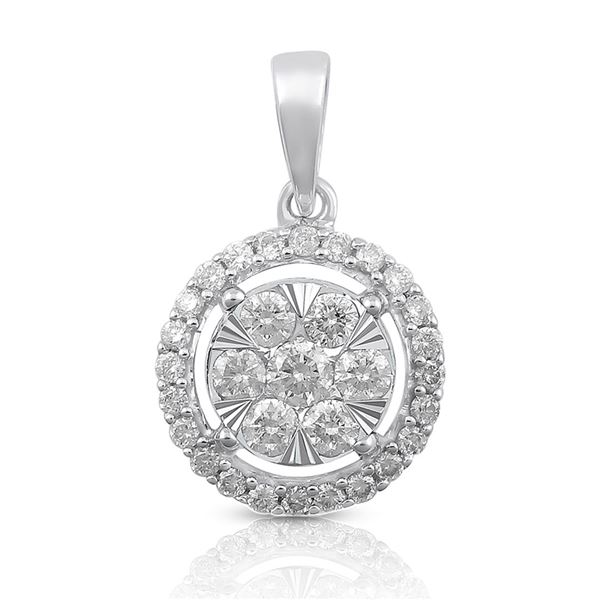 14K White Gold 0.50 ctw Diamond Pendant Necklace, (SI3/H-H)