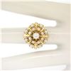 Image 4 : Estate 14k Yellow Gold 3 Tier 17 Pearl Snowflake Burst Cluster Cocktail Ring
