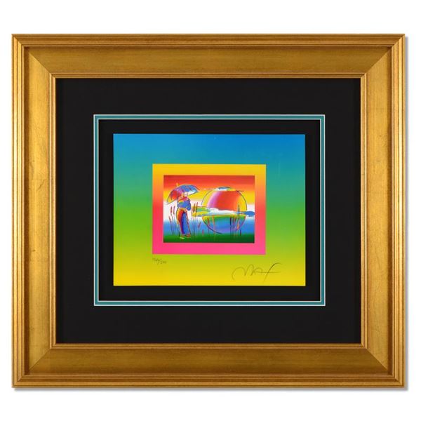 Peter Max, "Rainbow Umbrella Man on Blends" Framed Limited Edition Lithograph, N