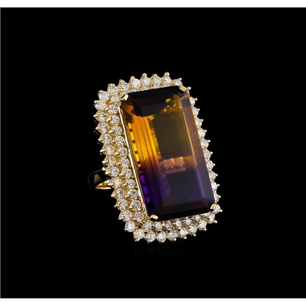 30.06 ctw Ametrine and Diamond Ring - 14KT Yellow Gold