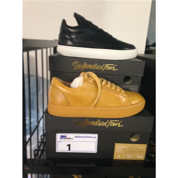 2 SIX HUNDRED FOUR LEATHER UNISEX SHOES SIZE 4 MEN'S IN SMOOTH MIMOSA & SMOOTH RUNWAY $300 RETAIL
