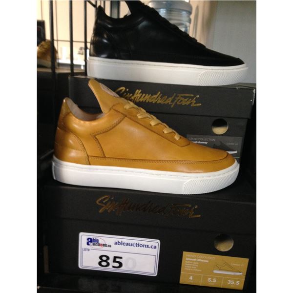 2 SIX HUNDRED FOUR LEATHER UNISEX SHOES SIZE 4 MEN'S IN SMOOTH MIMOSA & SMOOTH RUNWAY $300 RETAIL