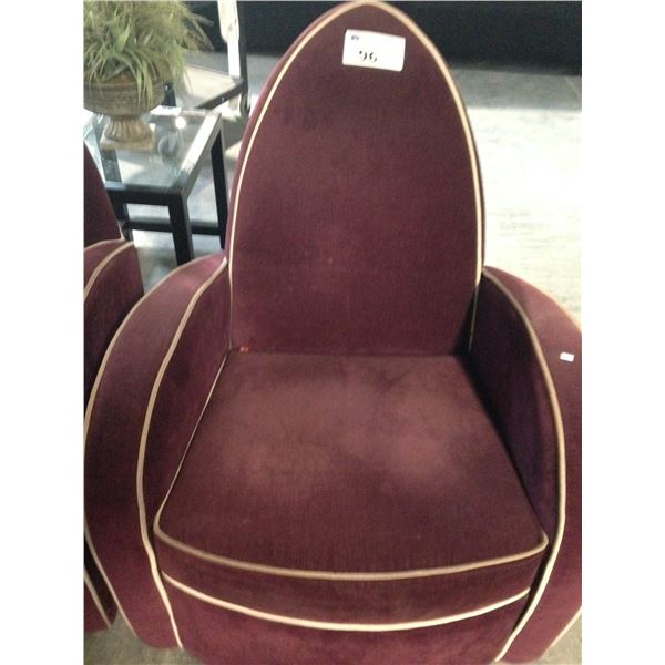 BURGUNDY AND CREAM BOUDOIR CHAIR