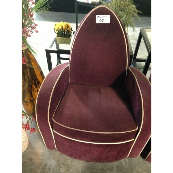 BURGUNDY AND CREAM BOUDOIR CHAIR