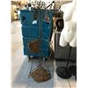 Image 1 : METAL AND WICKER SHELVING UNIT WITH 3 SHELVES UNASSEMBLED