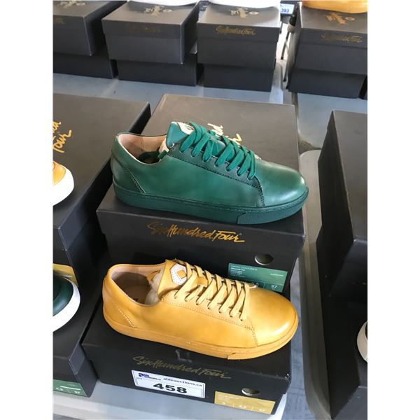 2 SIX HUNDRED FOUR LEATHER UNISEX SHOES SIZE 5 MEN'S IN SMOOTH MIMOSA & SMOOTH IVY $300 RETAIL