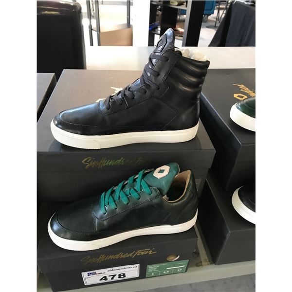 2 SIX HUNDRED FOUR LEATHER UNISEX SHOES SIZE 5 MEN'S IN SMOOTH IVY & SMOOTH RUNWAY $300 AND