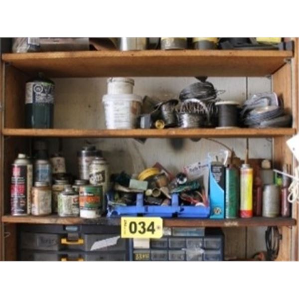 CONTENTS ON SHELF, BOLTS, ORGANIZERS, VARIOUS NUTS, BOLTS & RIVETS
