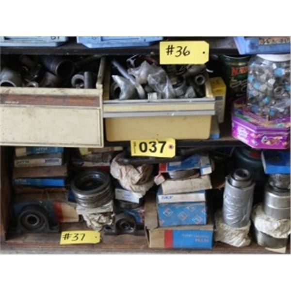 SHELF OF VARIOUS NUTS, BOLTS & BEARINGS