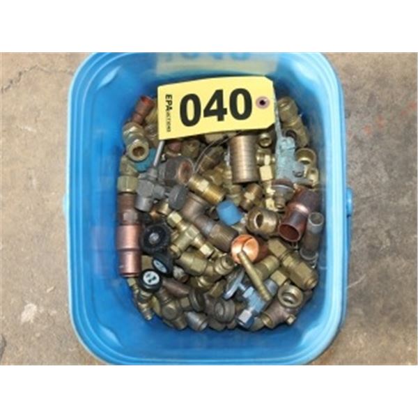 PAIL OF BRASS FITTINGS & VALVES