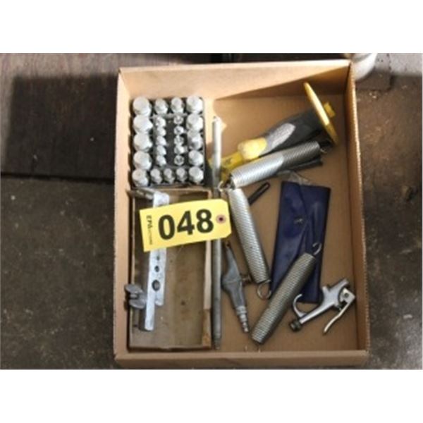 BOX OF SPRINGS, EASY OUTS, CHISEL & AIR GUN