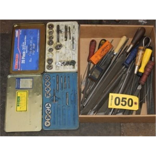 TAP & DIES & APPROX. 65 ASSORTED METAL FILES
