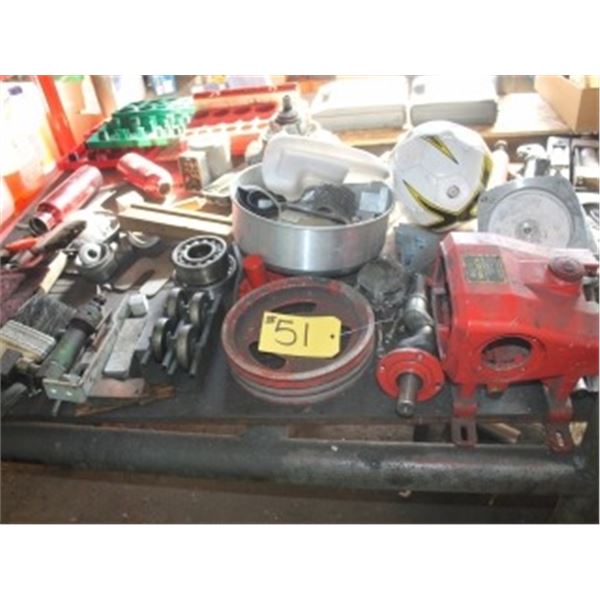 MISC. ON LOWER SHELF OF BENCH (NORTH SIDE)