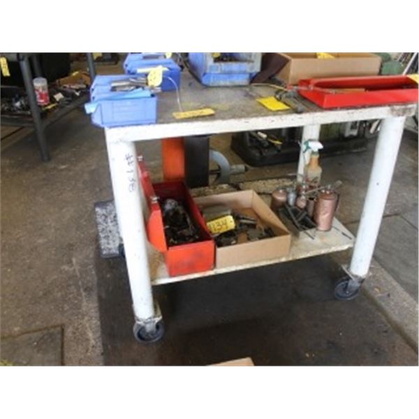 42" X 25" STEEL TABLE ON WHEELS