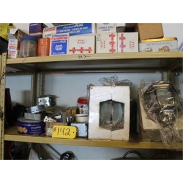 SHELF C/W CONTENTS - FILTERS, ELECTRICAL, NAILS, & FASTENERS
