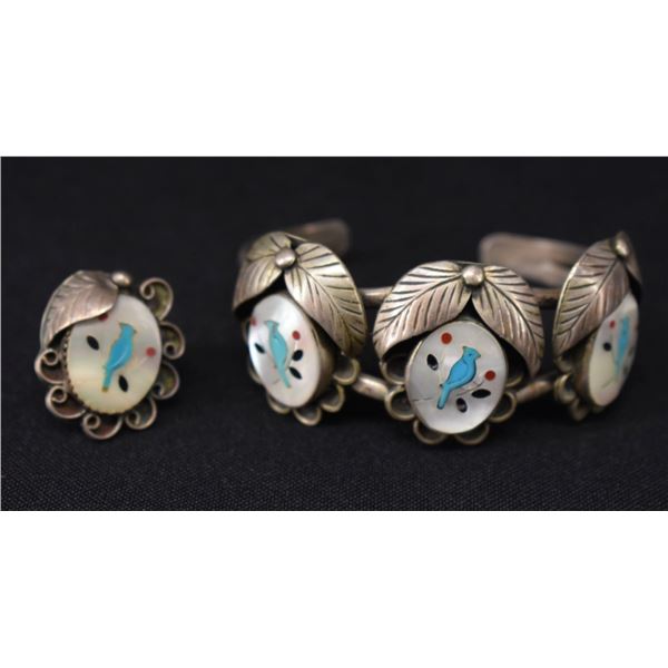 ZUNI INDIAN BRACELET AND RING SET
