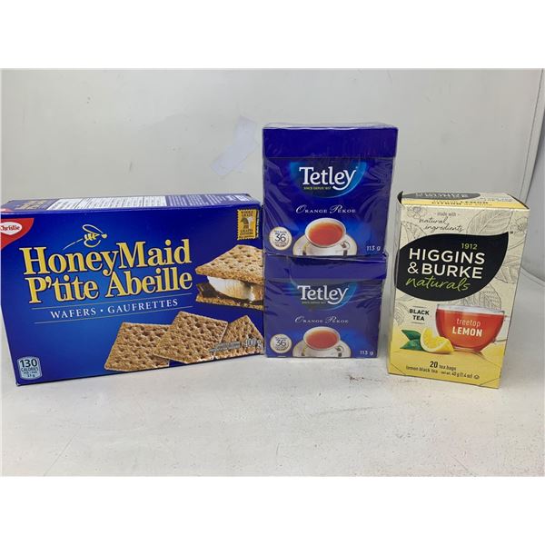 Lot of Graham crackers and teas