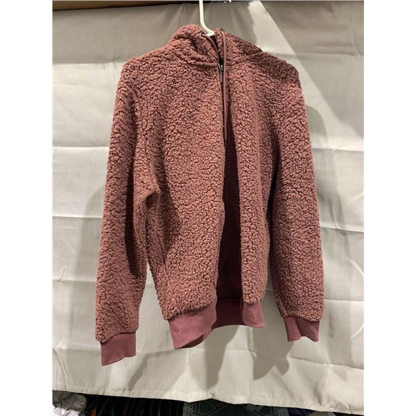 NEW Ladies Marc New York Sheepskin Style zip up sweater -L