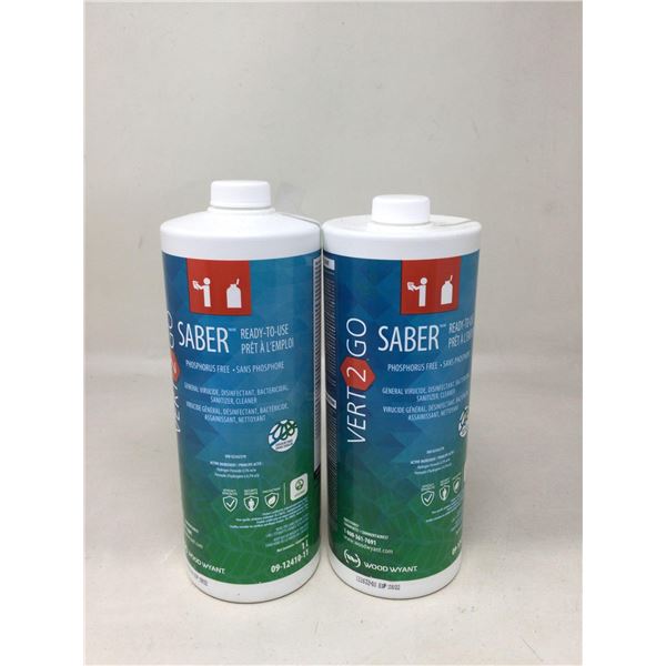 Saber General Virucide Disinfectant sanitizing cleaner Lot of 2 x 1L