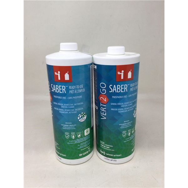 Saber General Virucide Disinfectant sanitizing cleaner Lot of 2 x 1L
