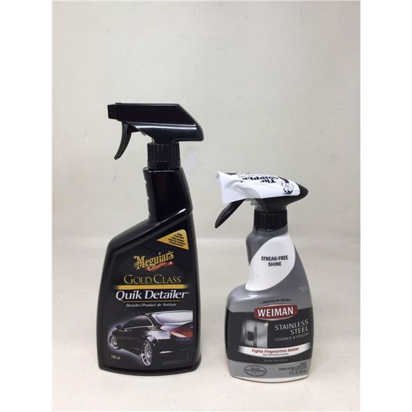 Meguiars Gold Glass Quik Detailer (709mL) and Weiman Stainless Steel Polish (355mL)