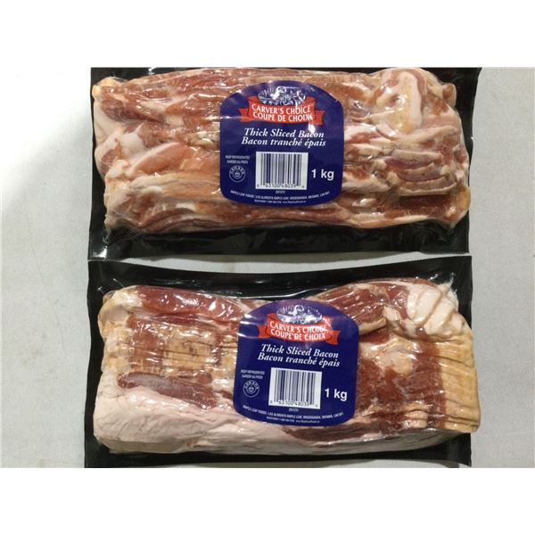 Maple Leaf Carvers Thick Cut Sliced Bacon Lot of 2 x 1Kg