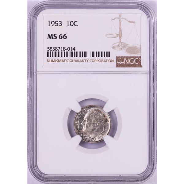 1953 Roosevelt Dime Coin NGC MS66