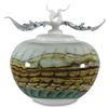 Image 1 : GartnerBlade Glass "Opal White Covered Sphere with Finial" Hand-Blown Glass Sculpture
