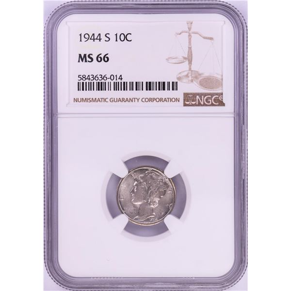 1944-S Mercury Dime Coin NGC MS66